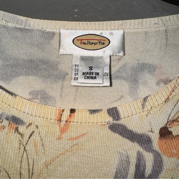 Talbots yellow floral sweater size Small silk blend - Picture 3 of 5